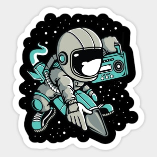 Astronaut Flying with Rocket Sticker